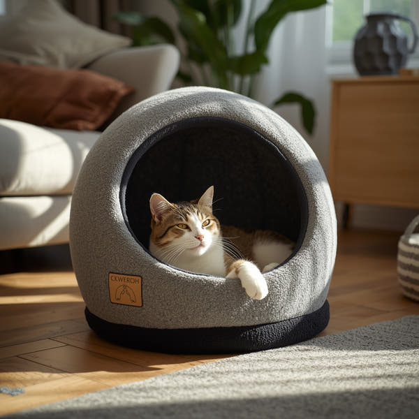 Pawboxx™ Modern Grey Cat Cubby – Cozy Hideaway for Small Pets
