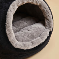 Pawboxx™ Cozy Cubby Cat Bed – Grey & Black | Soft, Washable & Stylish Design